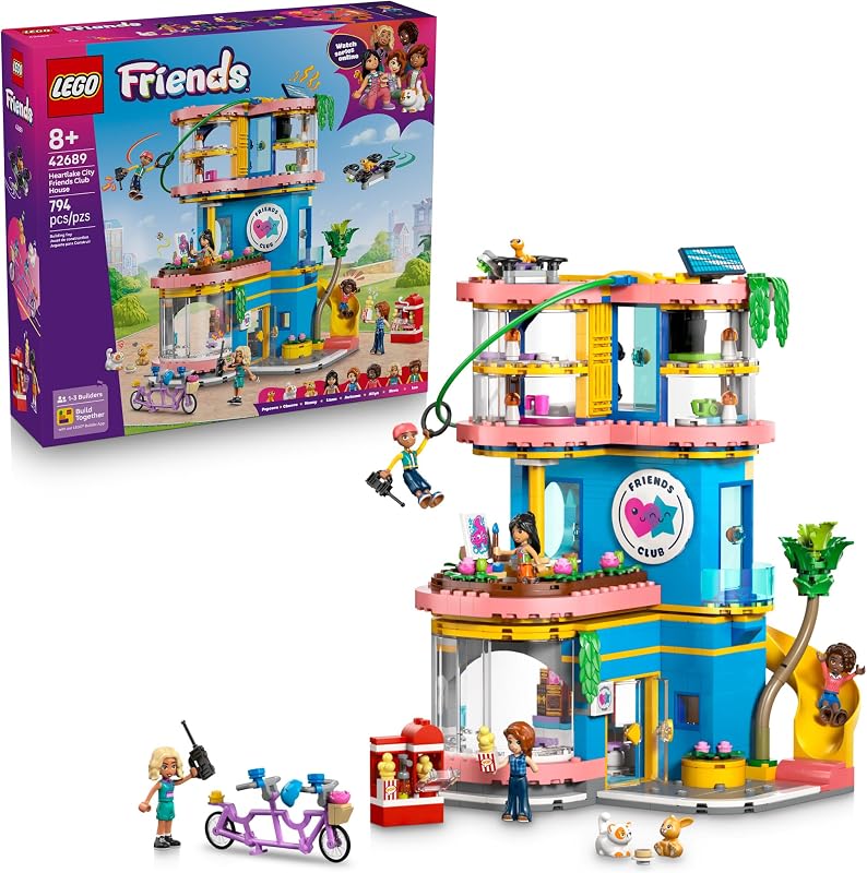 LEGO Friends Heartlake City Friends Club House Building Toy for Girls Boys Pretend Play Set for Kids Ages 8 W 5 Minidolls 3 Toy Animals Accessories Gift Idea for Birthdays 42689