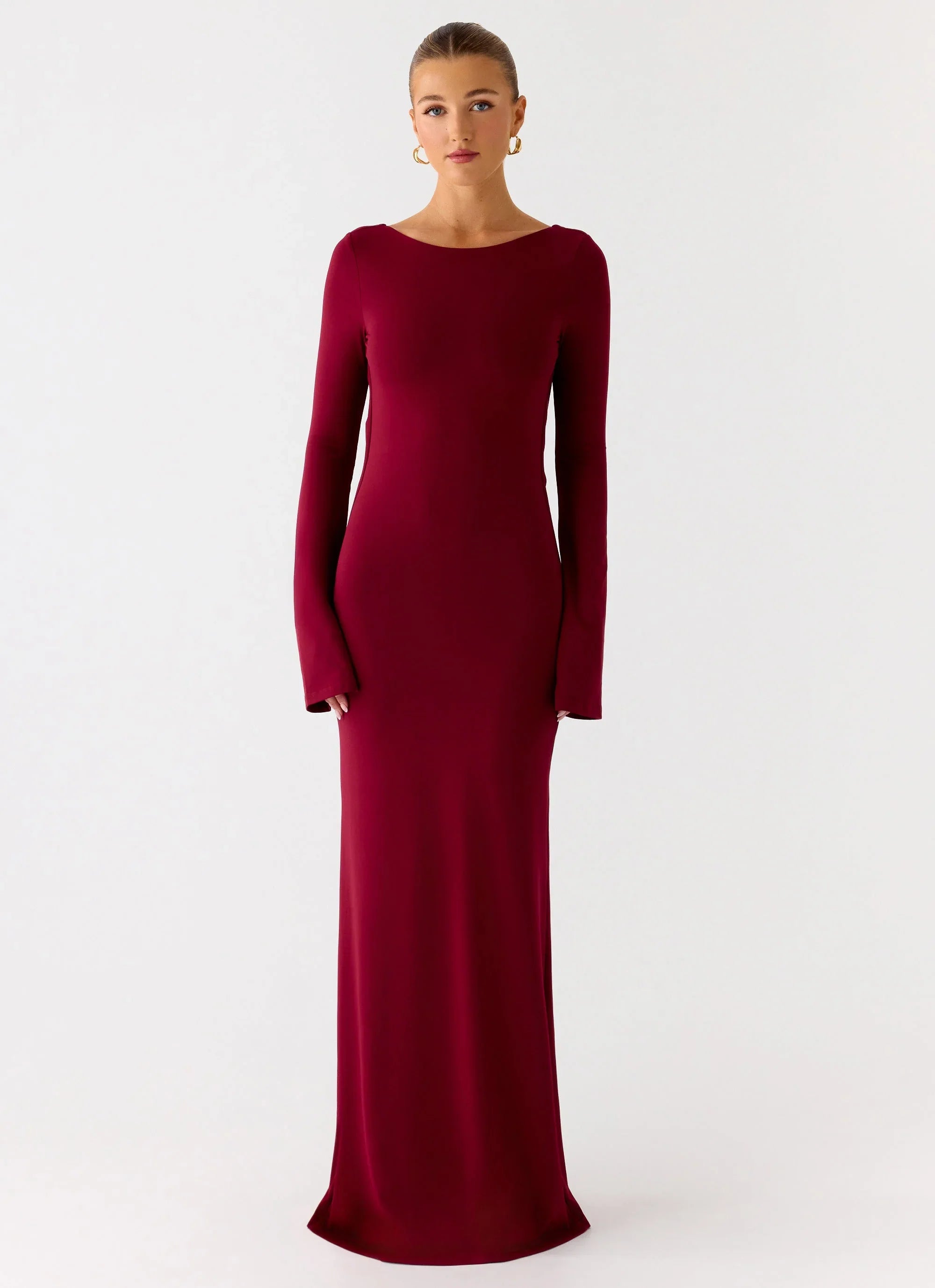 Elmont Long Sleeve Maxi Dress Dark Cherry