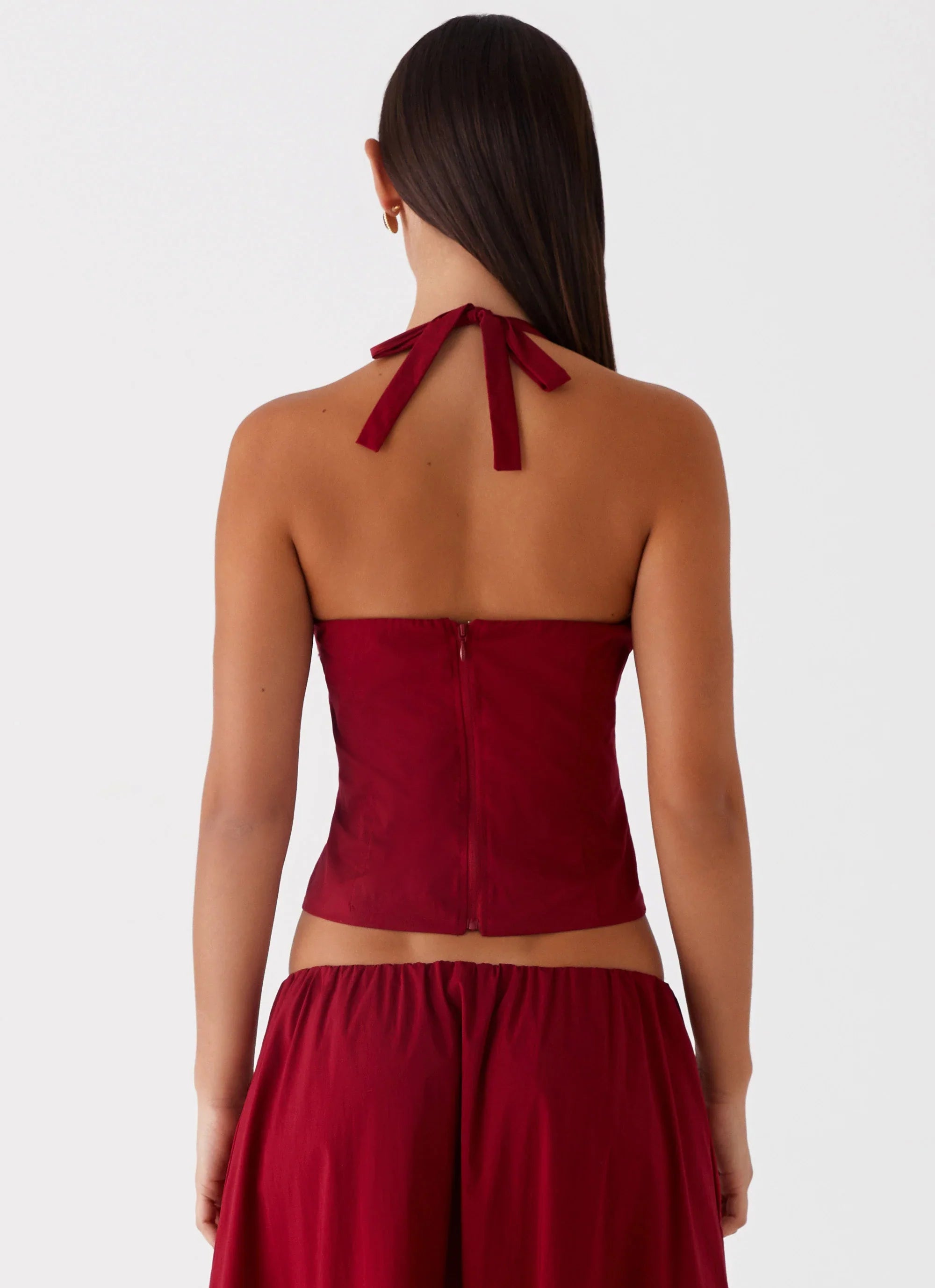 Cheryl Bustier Halter Top Cherry Red
