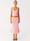Bahama Low Rise Midi Skirt Strawberry Dot