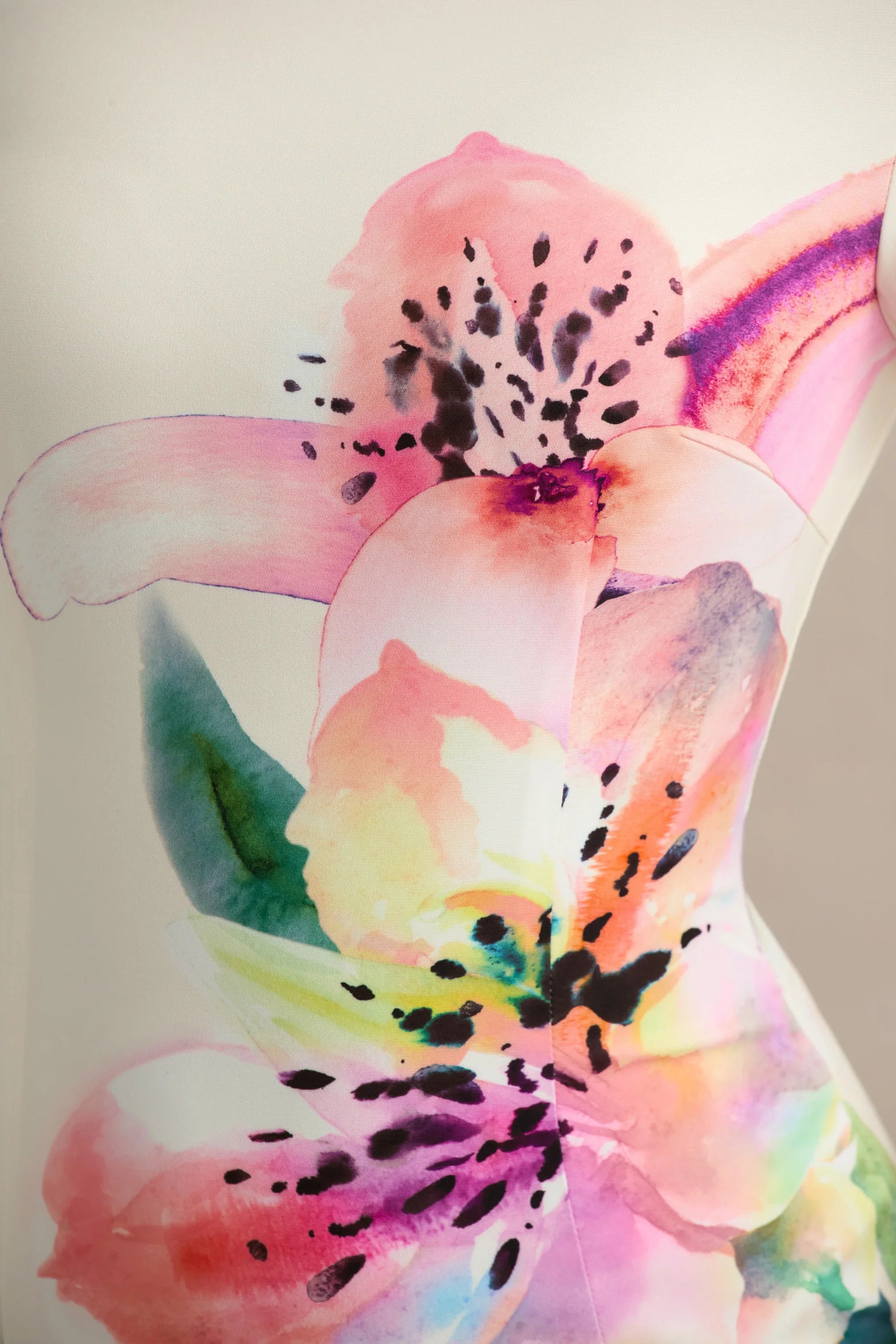 Hessie White Lily Print High Neck Maxi Dress