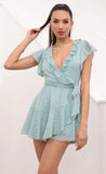 Wrap Dress in Seafoam Dotted Chiffon
