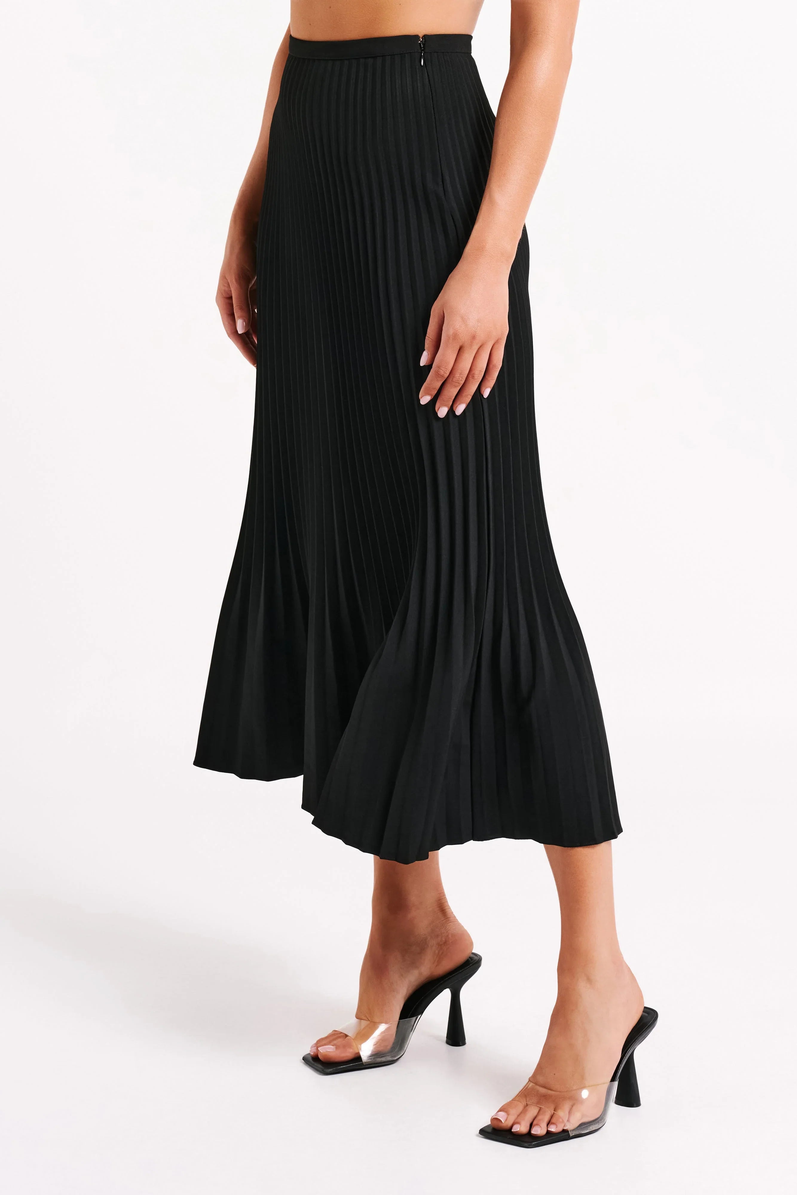 Twyla Pleated Suiting Maxi Skirt Black