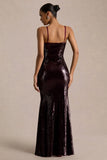 Lenor Burgundy Plunge Neck Maxi Dress