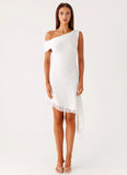 Rylee One Shoulder Midi Dress White