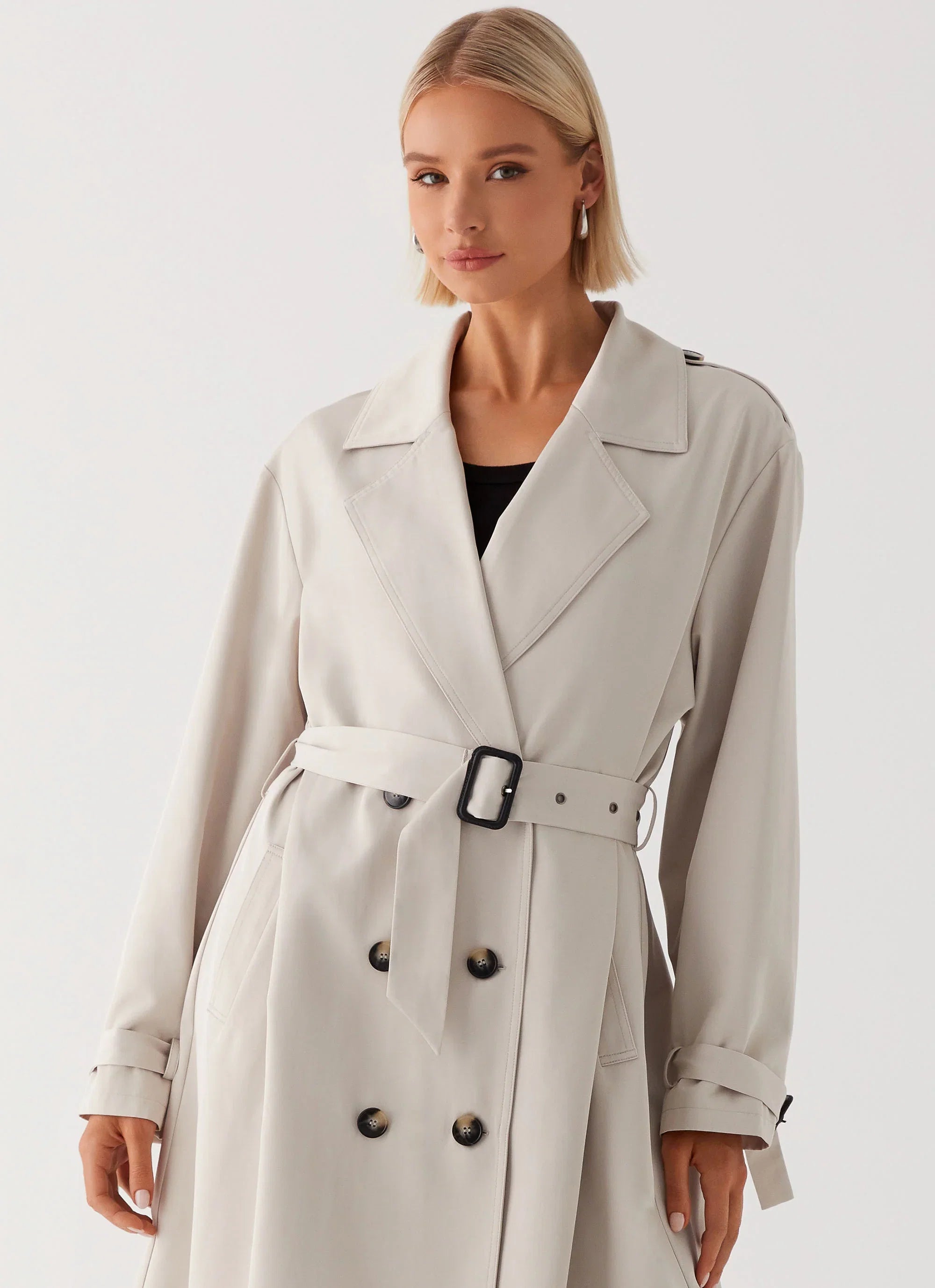 Frenchy Oversized Trench Coat Stone