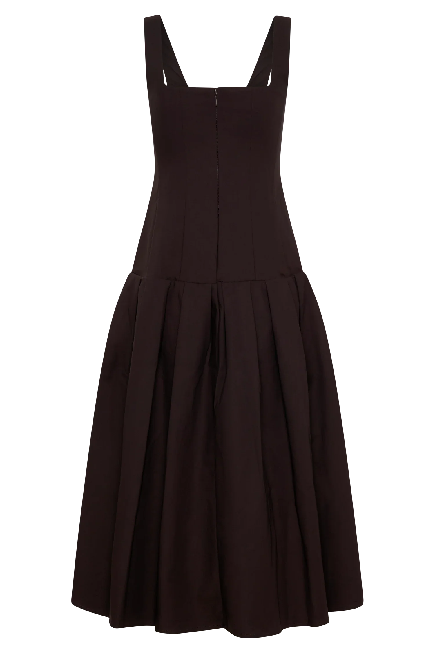 Natascha Drop Waist Cotton Midi Dress Chocolate