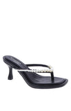 Selena Black Pearl Detail Thong Heels