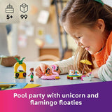 LEGO Friends Unicorn Flamingo Pool Party Pretend Play Building Toy Creative Storytelling Playset for Kids for Boys Girls Ages 5 Birthday Gift Idea for Kids 42658