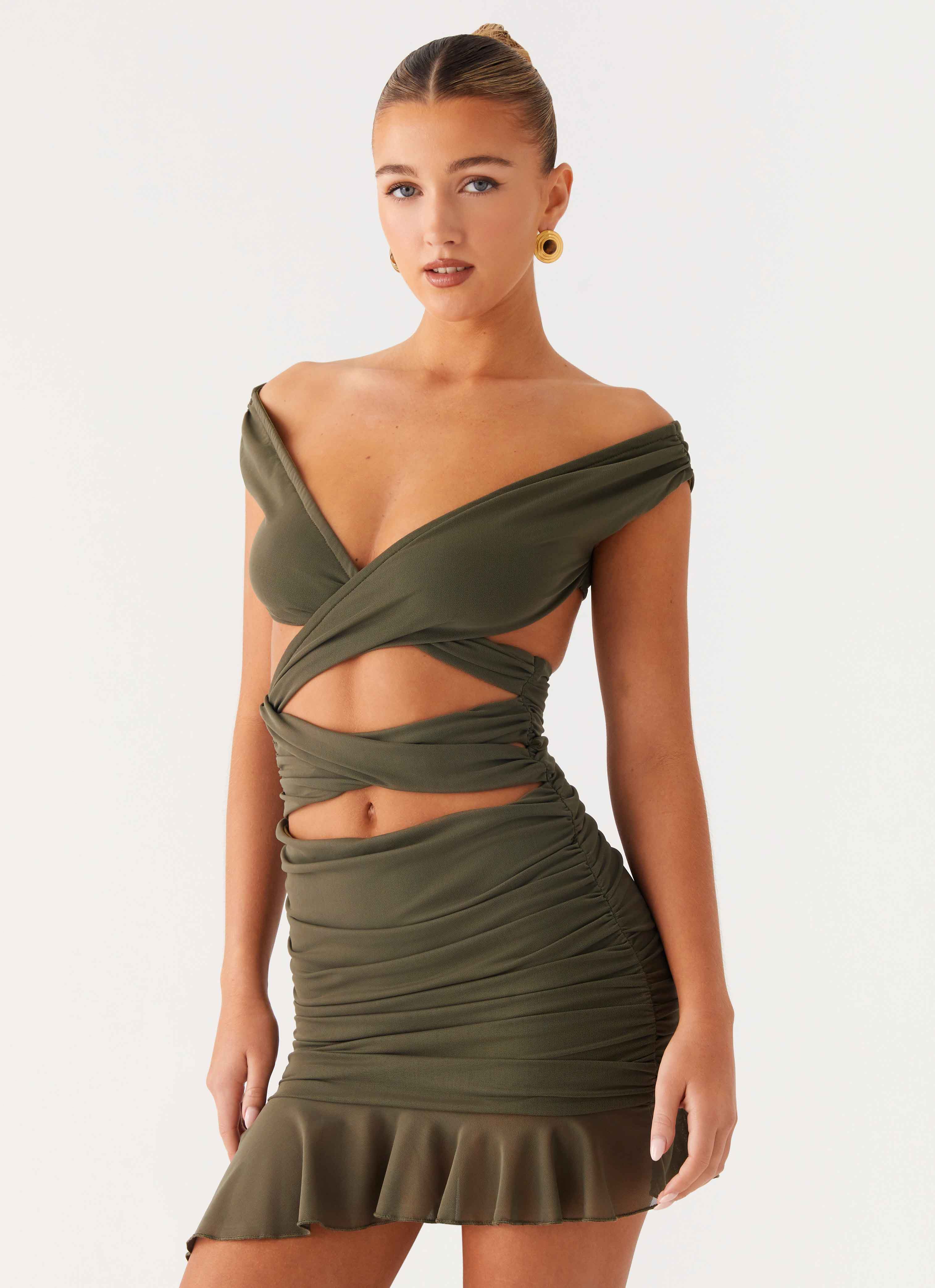 Ivy Whisper Mini Dress Khaki