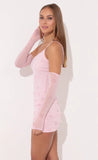 One Shoulder Dress in Shimmer Pink