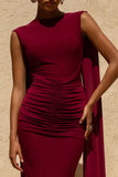 Saige Burgundy Cap Sleeve Gathered Maxi Dress