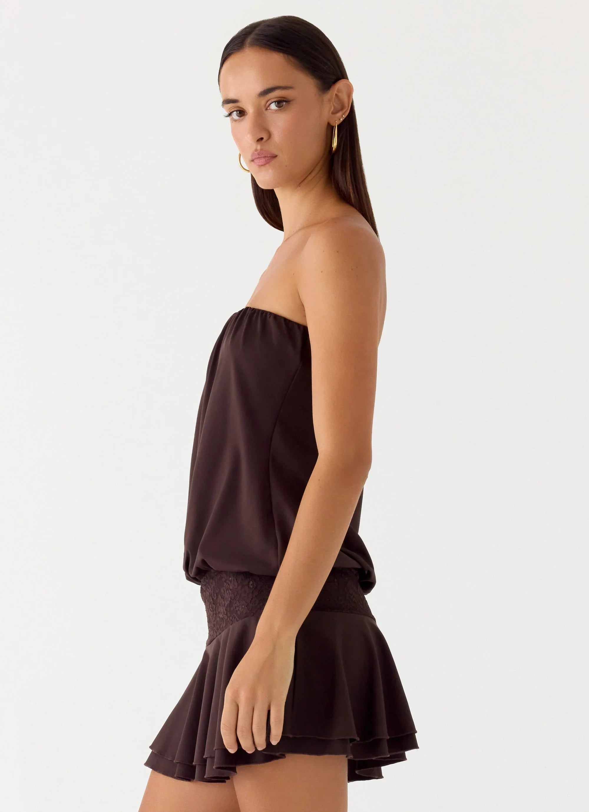 Noreen Strapless Mini Dress Chocolate Torte