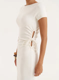Off White Jersey Cut Out Maxi Dress
