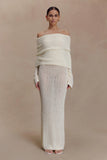 Marisol Off Shoulder Boucle Maxi Dress Ivory