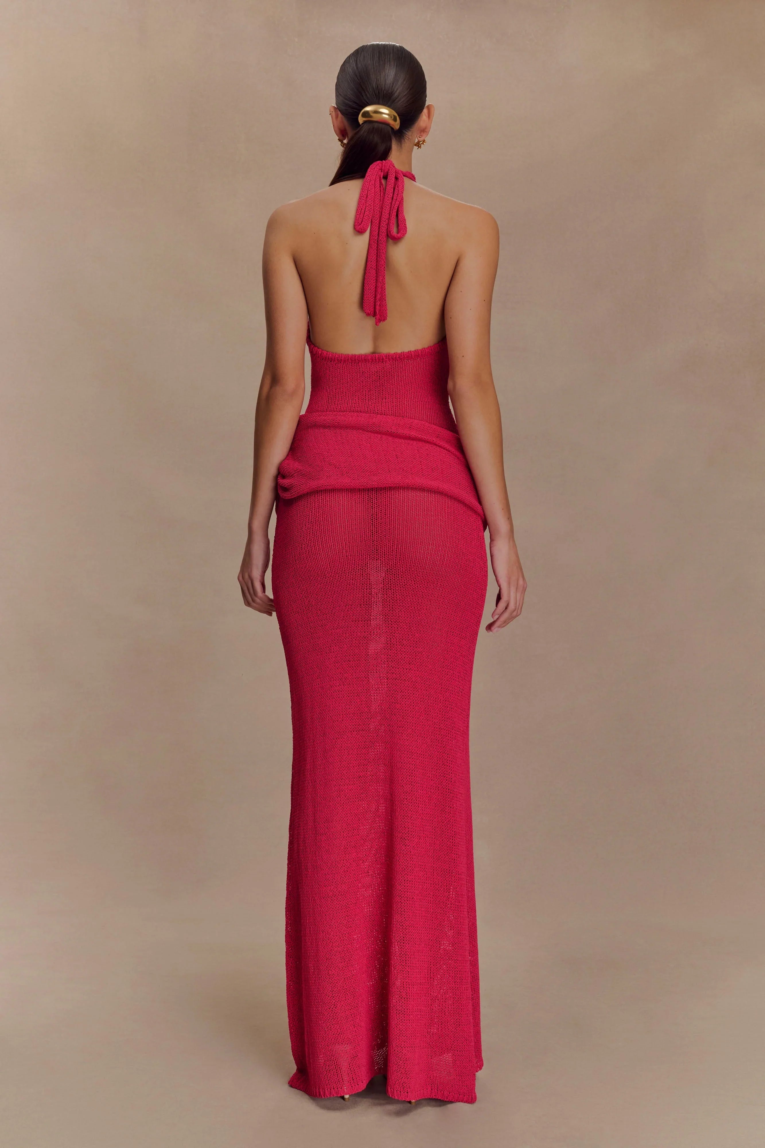Reece Halter Knit Maxi Dress Dragonfruit
