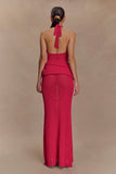 Reece Halter Knit Maxi Dress Dragonfruit