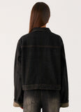 Back Again Oversized Denim Jacket Acid Charcoal