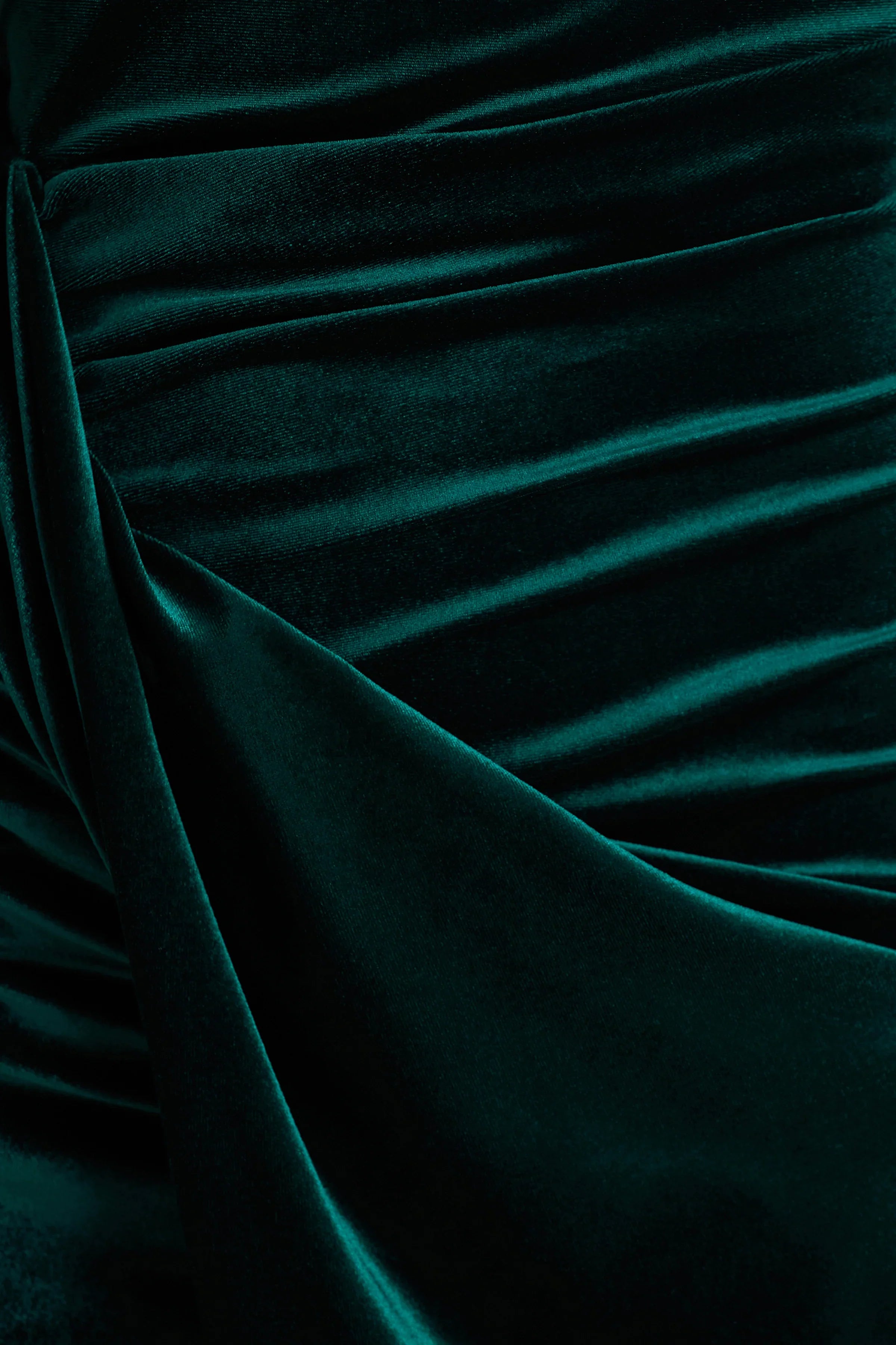 Wishes Bottle Green Velvet High Neck Maxi Dress With Wrap Skirt