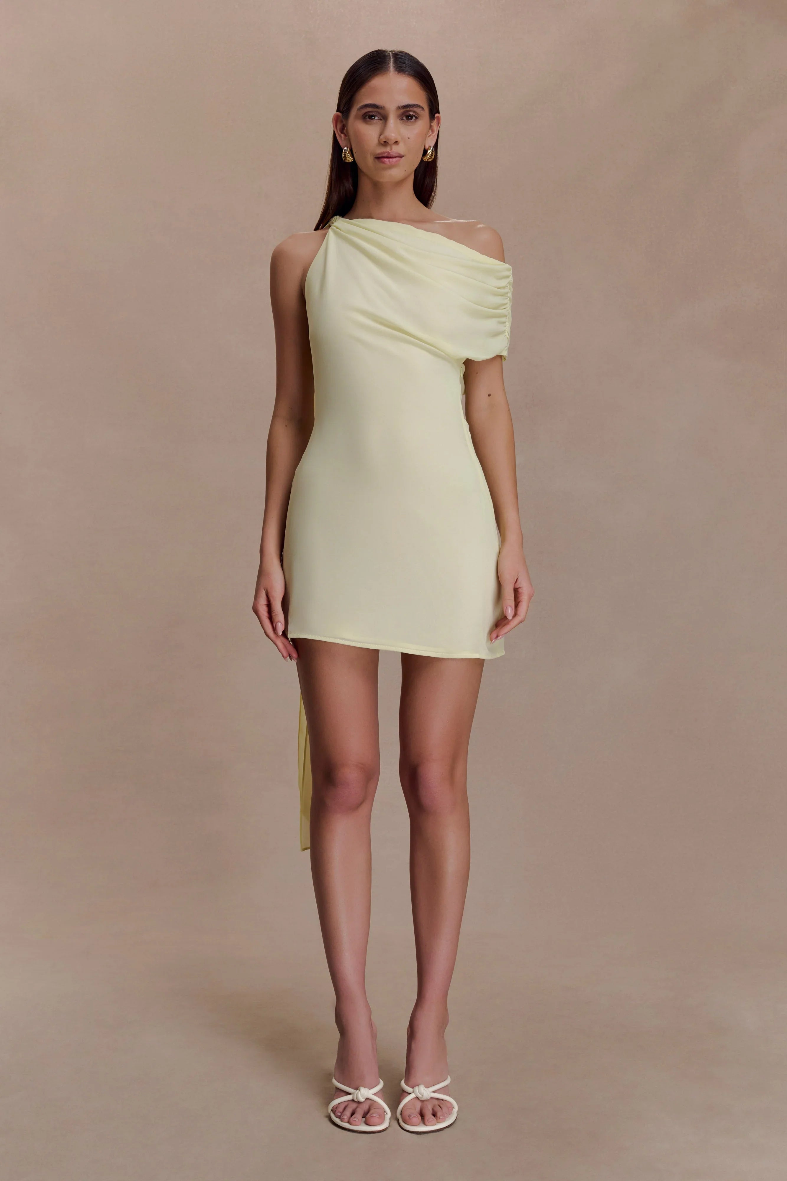 Daisie Chiffon Mini Dress Lemon