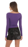 Sequin Slit Skirt in Black