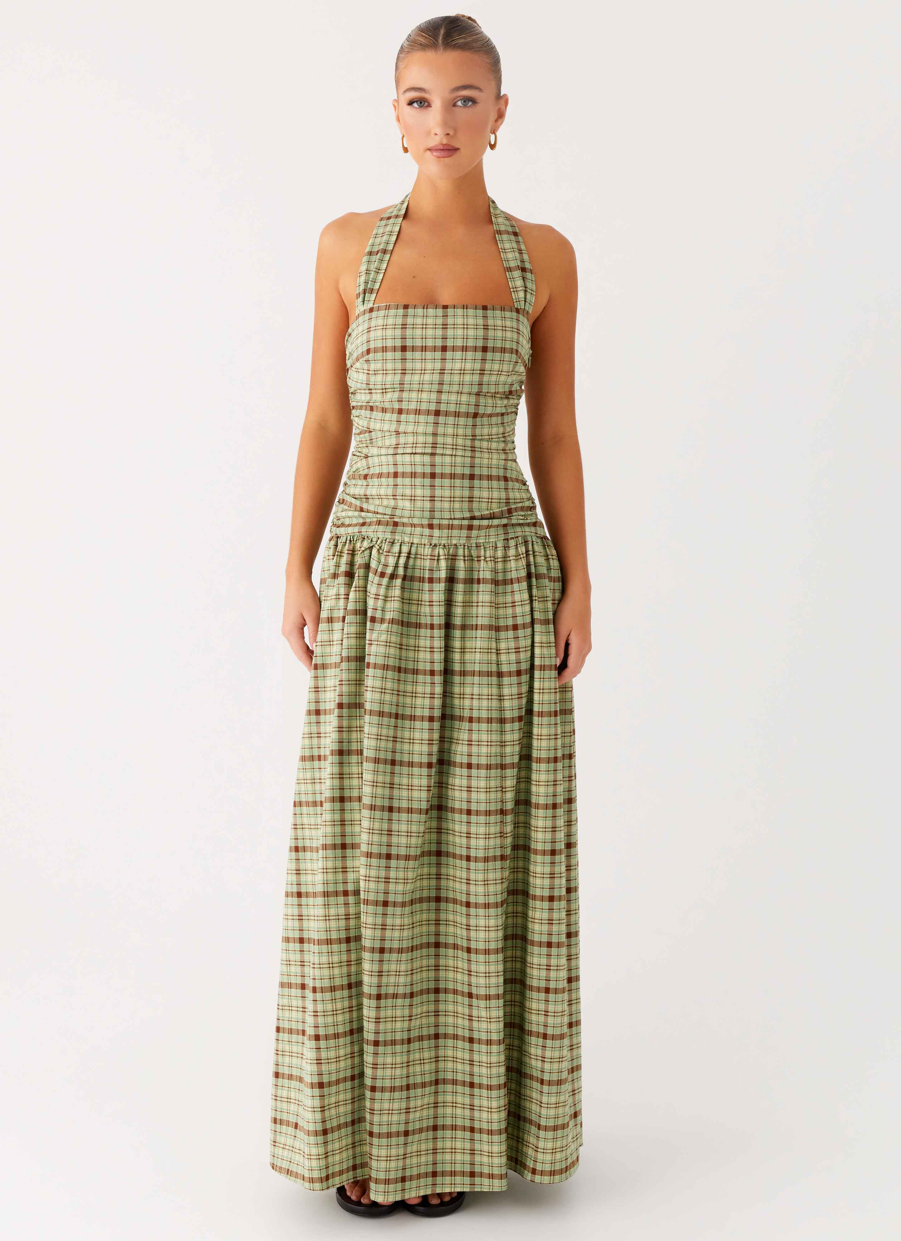 Lilith Maxi Dress Forest Plaid