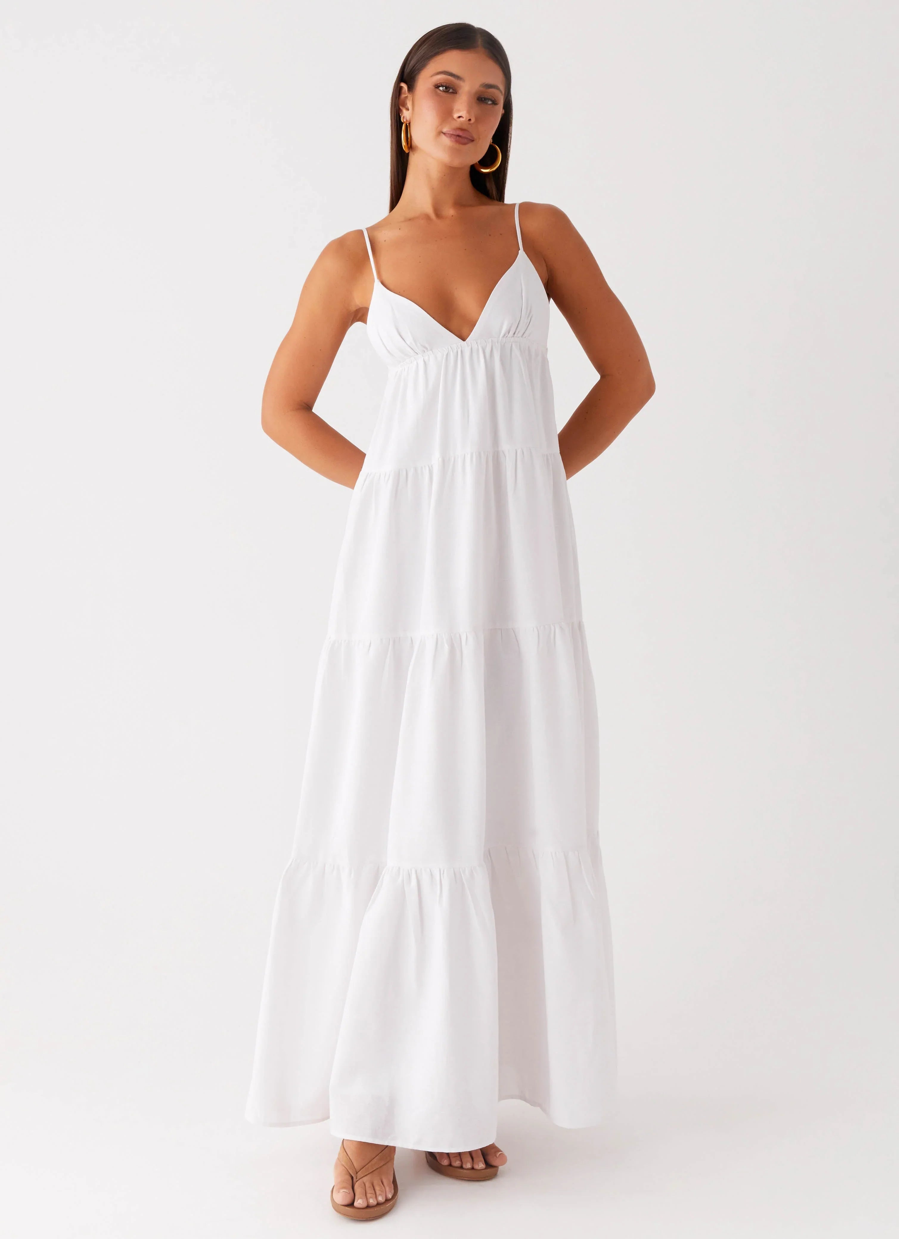 Lotty Linen Maxi Dress White