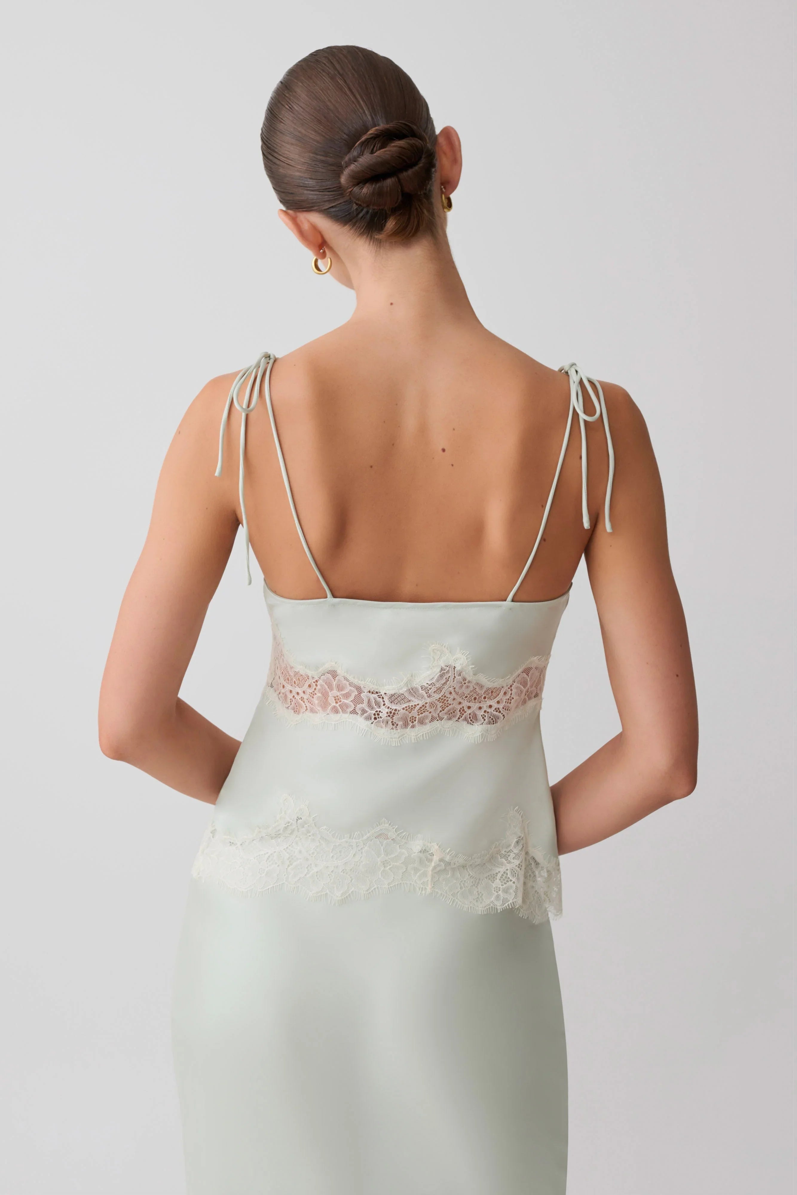 Nina Satin And Lace Camisole Sage