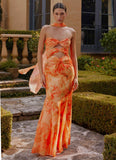 Melrose Satin Chiffon Maxi Dress Sunset Floral