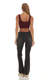 Ribbed Corset Tank Top in Maroon