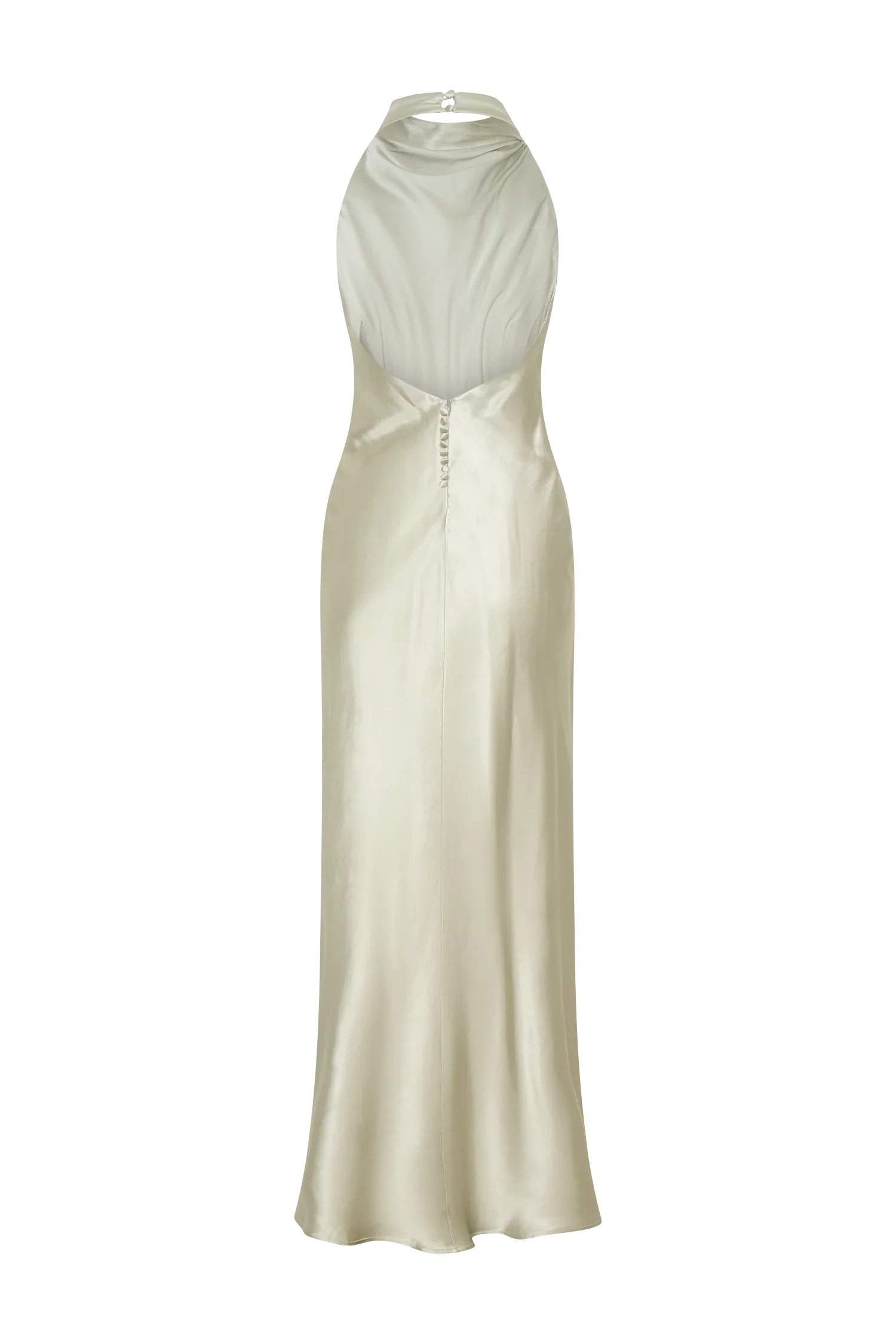 Esther Iridescent Satin Cowl Maxi Dress Sage