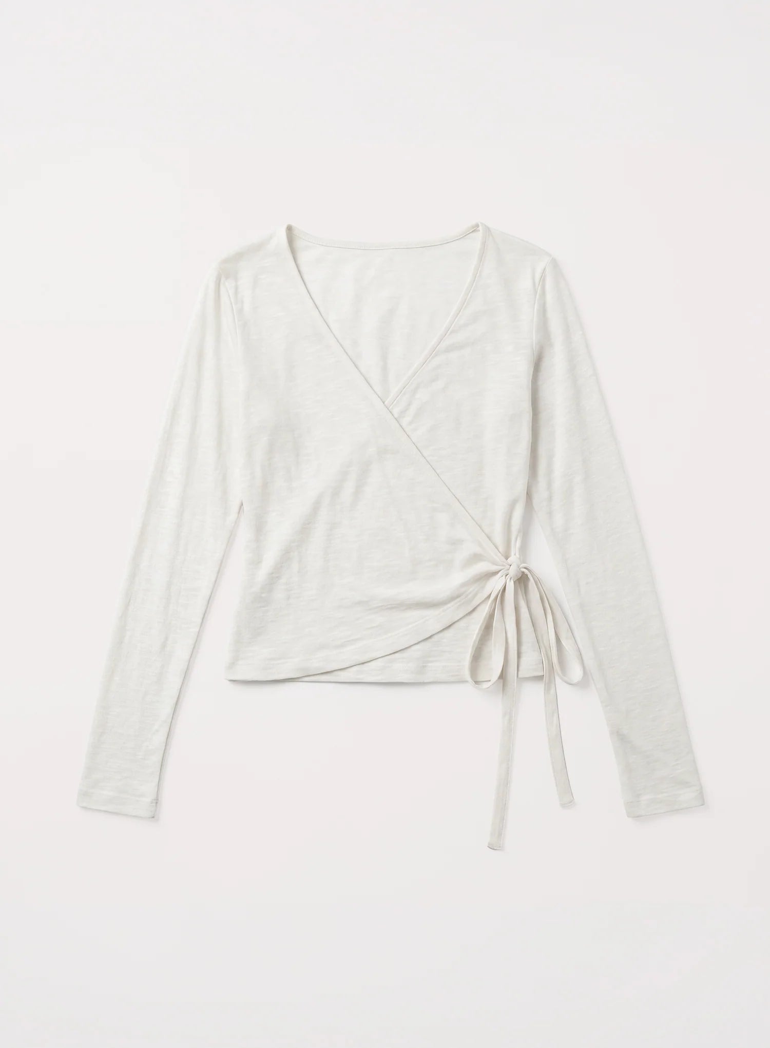 White Wrap Semi Sheer Long Sleeve Top