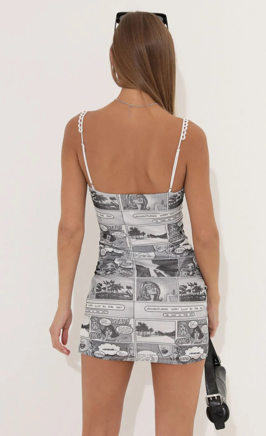 Bodycon Dress in Lucy Newsprint