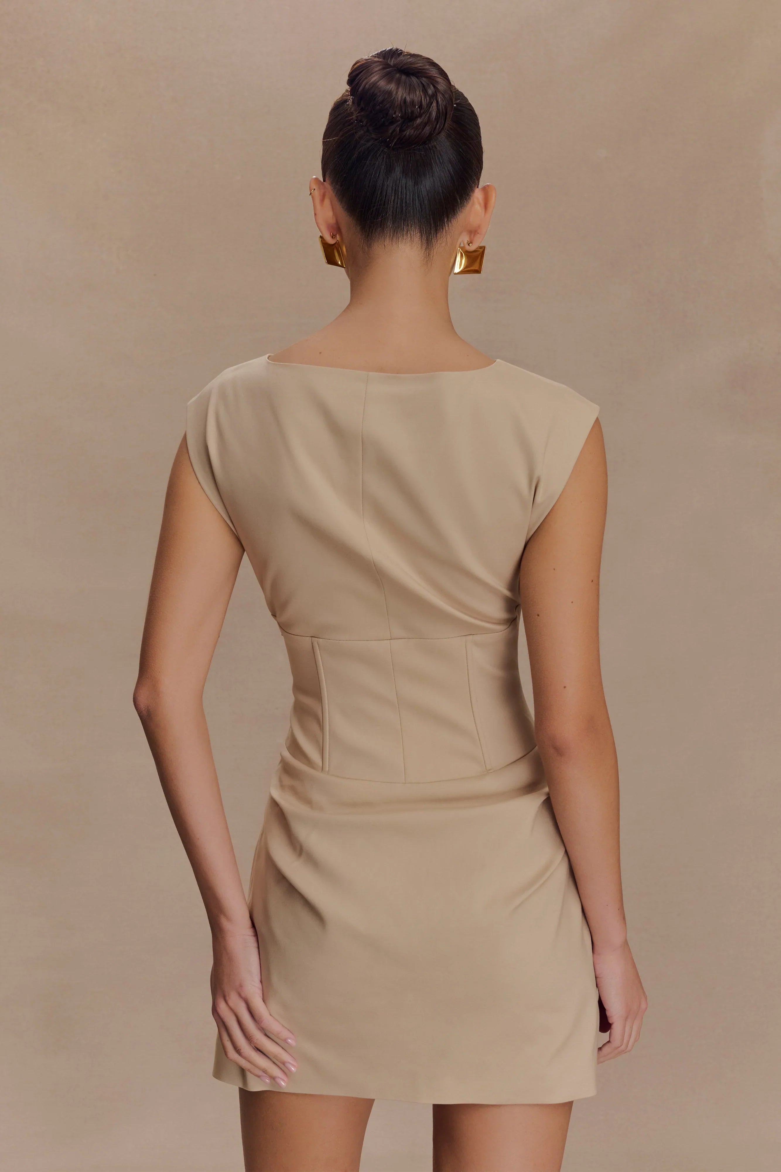 Doris Sleeveless Mini Dress Camel