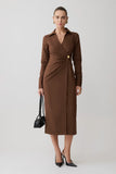 Mikaila Asymmetric Shirt Dress Dark Chocolate
