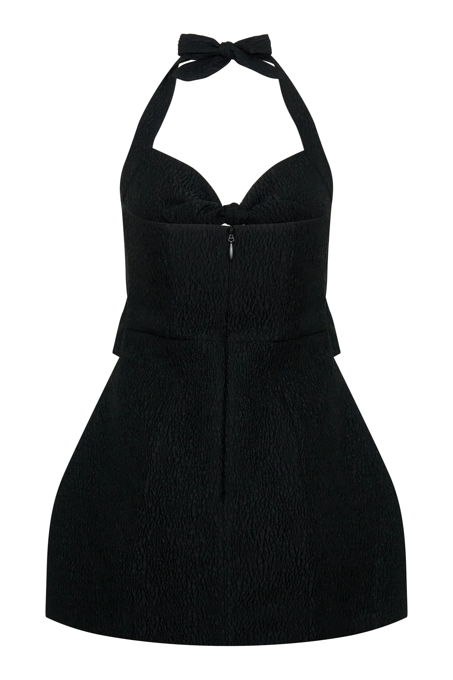 Ella Bow Detail Halter Mini Dress Black
