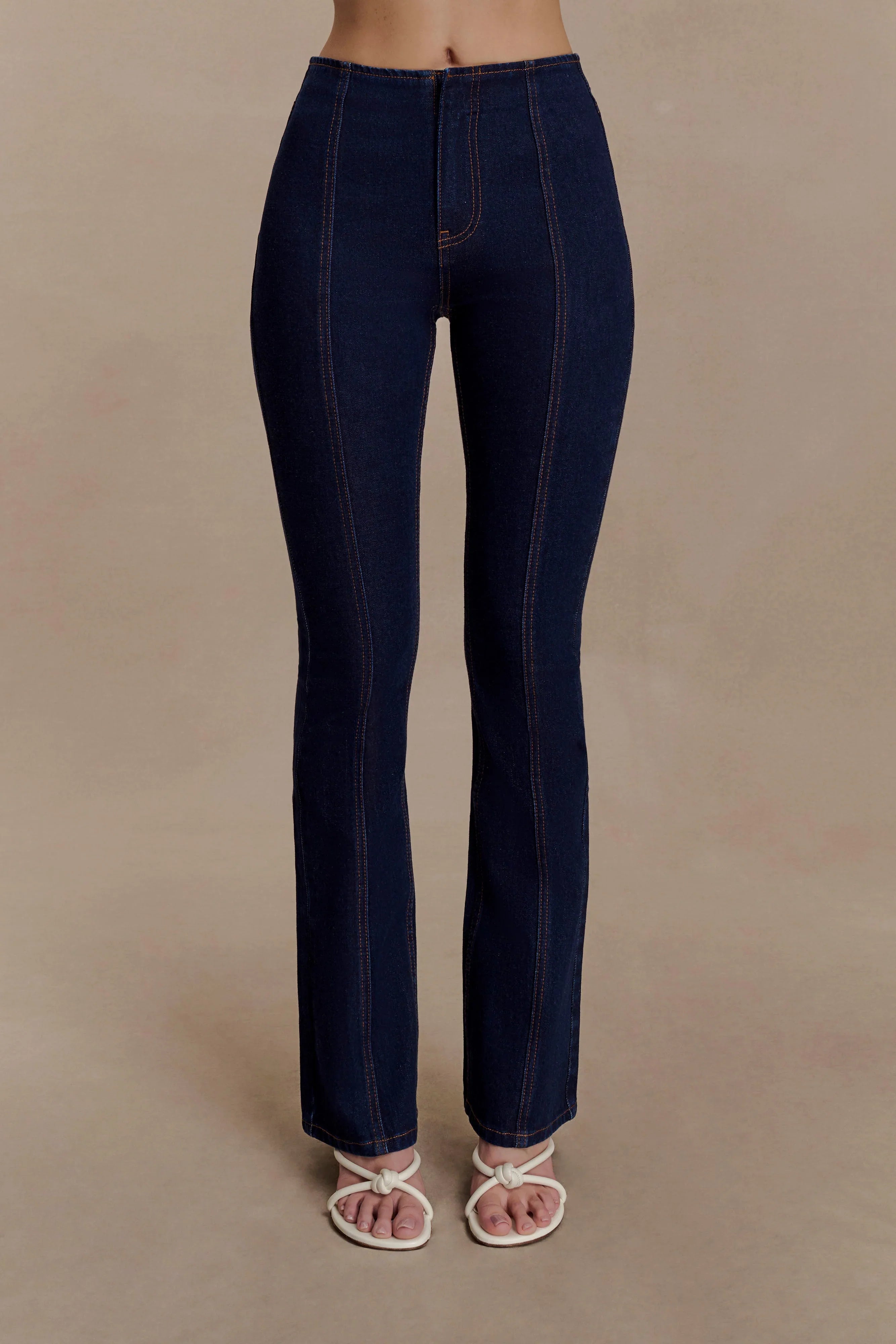Clio Paneled Flare Jeans Indigo Blue