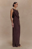 Lorieanne Draped Maxi Dress Dark Chocolate