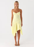 Aysha Beaded Flower Midi Dress Yellow