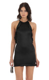 Ruffle Halter Dress in Black