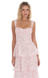 Floral Ruffle Maxi Dress in Pink