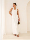 White Cotton Floaty A line Maxi Skirt