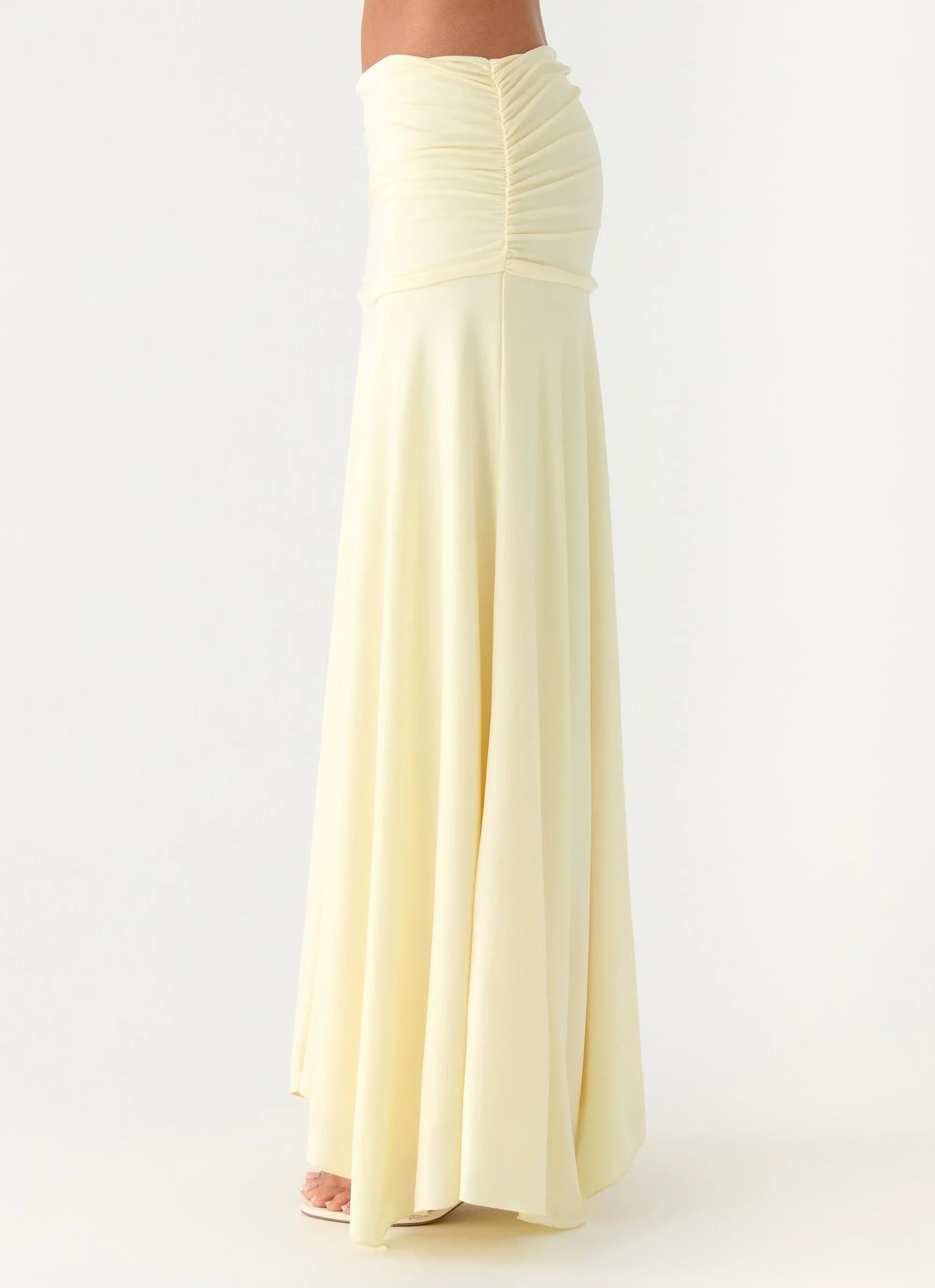 Liana Ruched Maxi Skirt Yellow