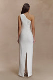 Milena One Shoulder Crepe Maxi Dress White
