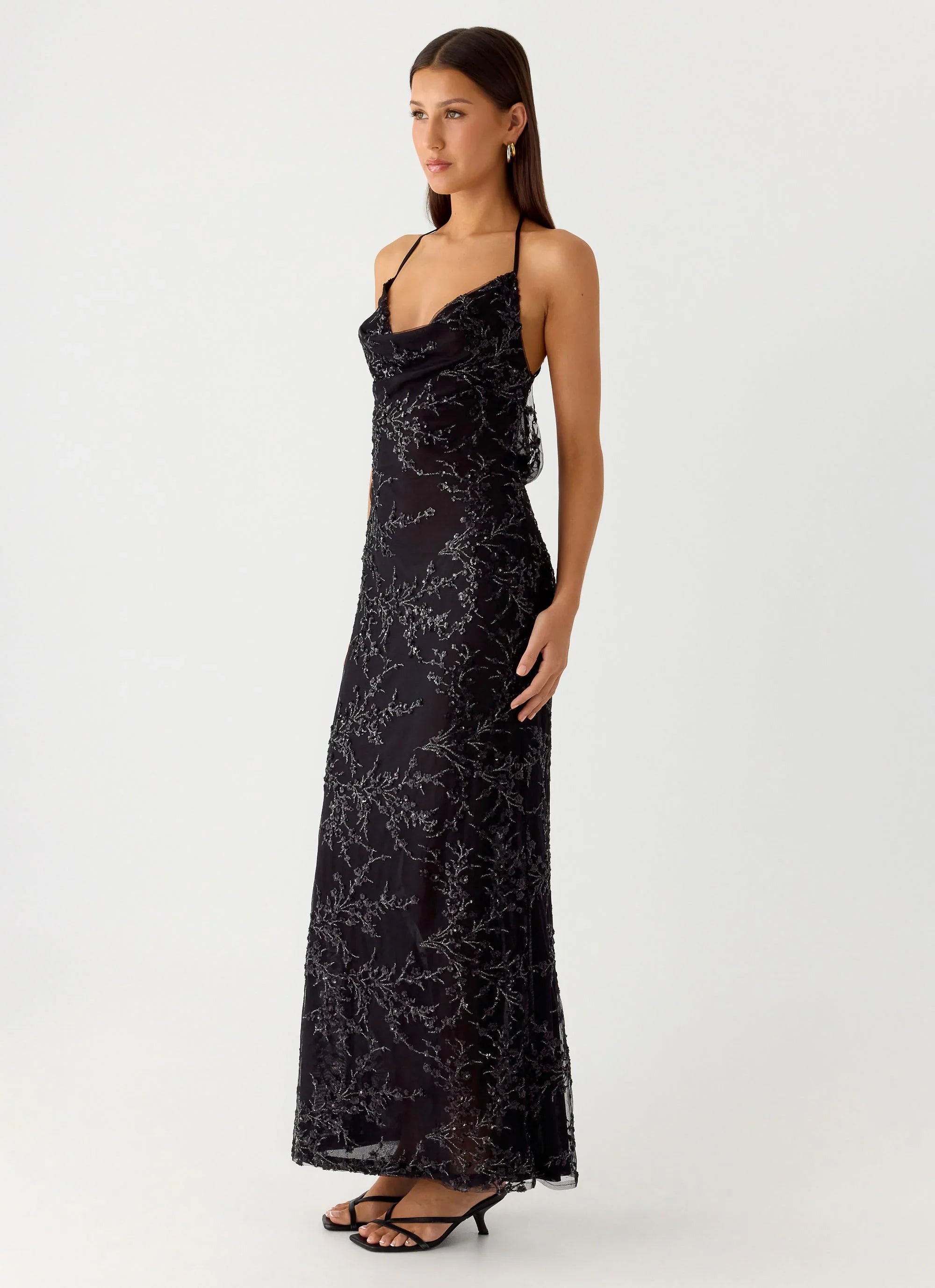 Mayim Sequin Maxi Dress Black