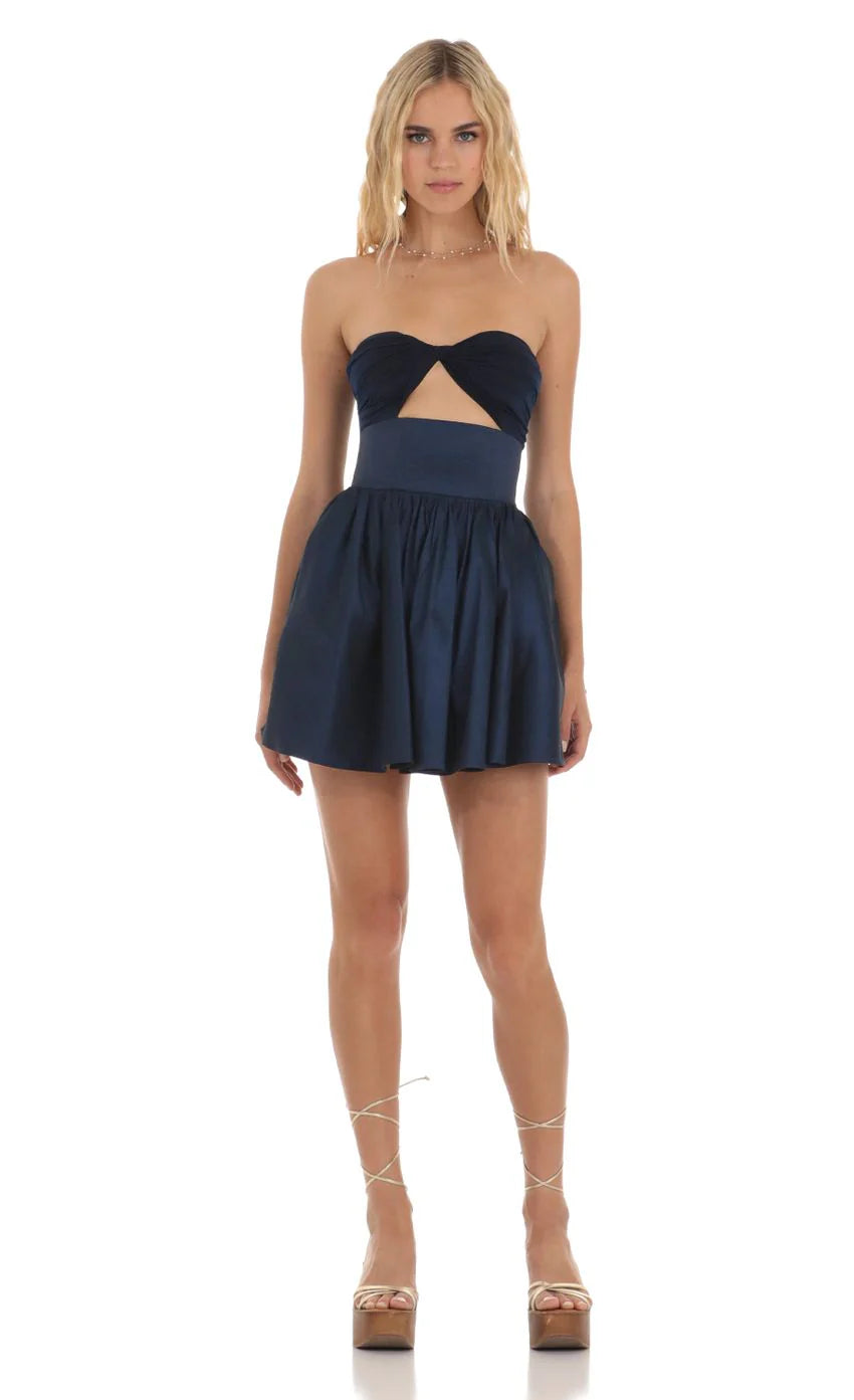 Corset Cutout Dress in Navy