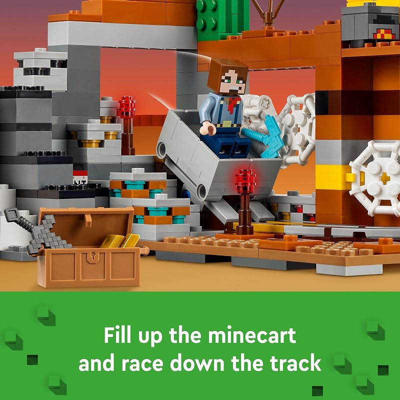 LEGO Minecraft The Badlands Mineshaft Building Toys for Boys Girls Ages 8 Video Game Toy for Kids W Minecraft Minifigures Gift for Birthdays 21263
