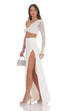 One Shoulder Sequin Maxi Dress in White