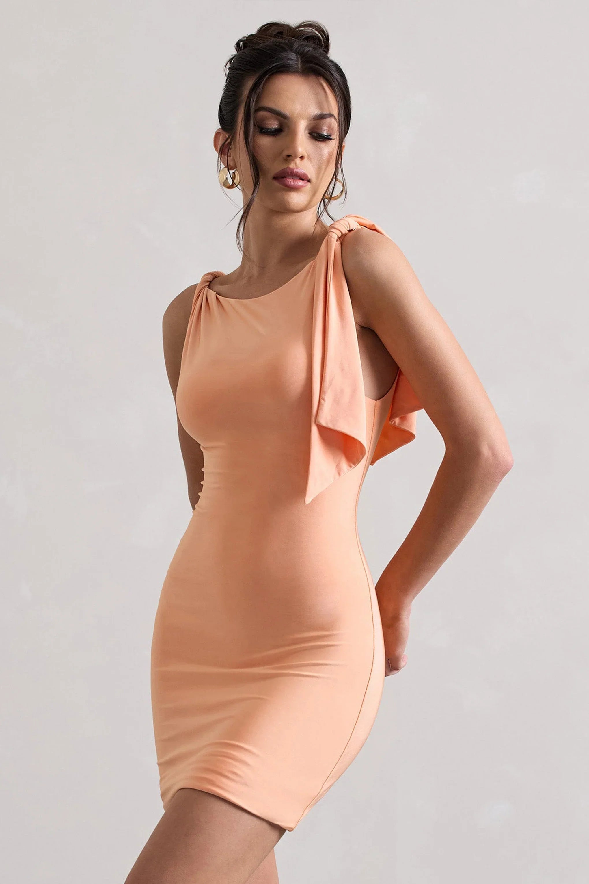 Cassie Coral Twisted Knot Mini Dress