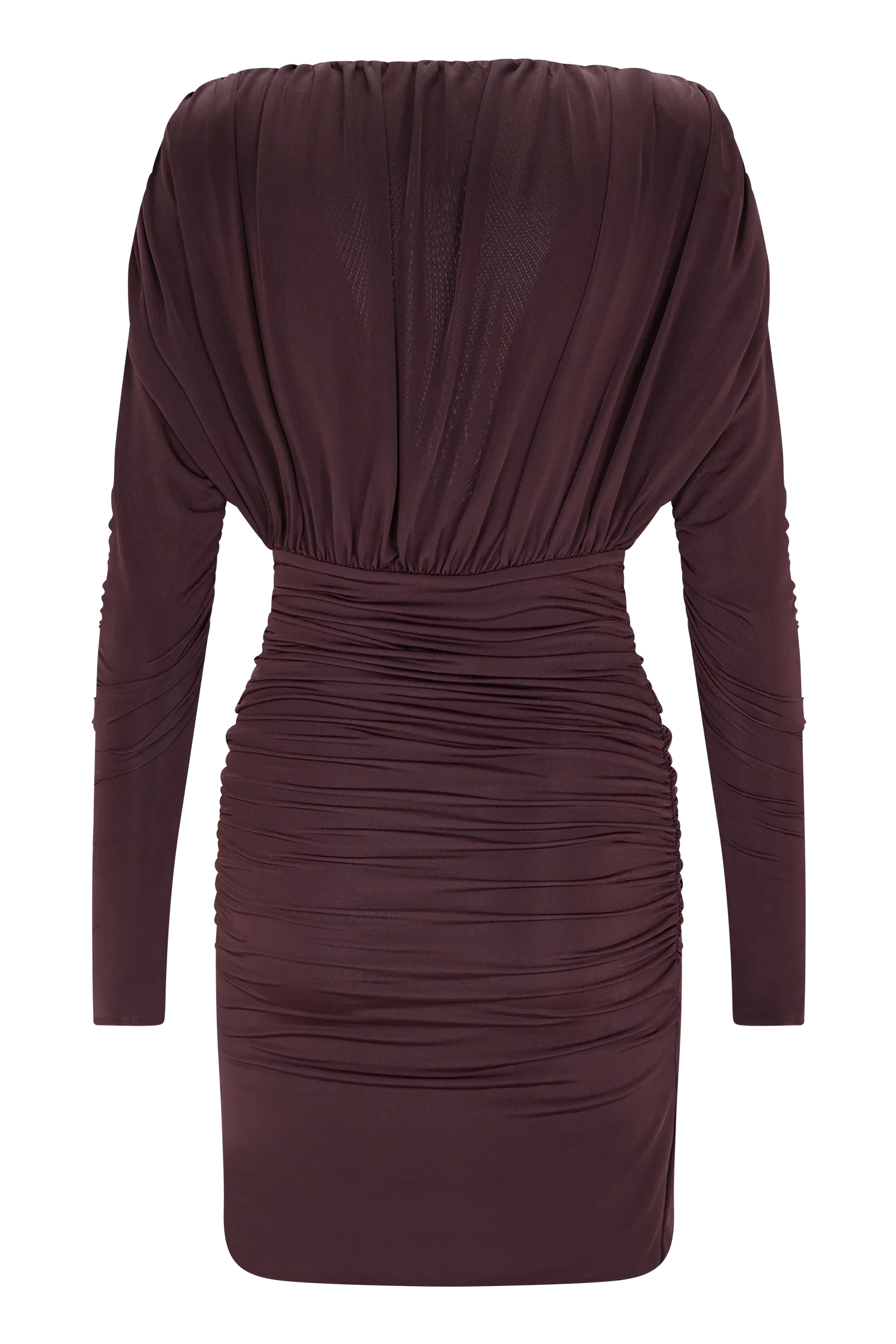 Hayden Long Sleeve Plunge Mini Dress Burgundy